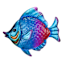 Blue Fish Metal Glass Outdoor Wall Decor, 13"