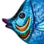 Blue Fish Metal Glass Outdoor Wall Decor, 13"