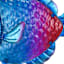 Blue Fish Metal Glass Outdoor Wall Decor, 13"