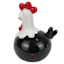 Terracotta Black Funky Chicken Outdoor Garden Statue, 8"