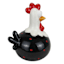 Terracotta Black Funky Chicken Outdoor Garden Statue, 8"