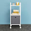 2-Tier Metal Wood Cart with Modular Cube, White