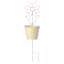 Pink Flower Metal Yard Stake with Yellow Planter, 24"