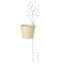Pink Flower Metal Yard Stake with Yellow Planter, 24"