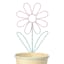 Pink Flower Metal Yard Stake with Yellow Planter, 24"