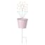 Yellow Flower Metal Yard stake with Pink Planter, 24"