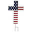 Patriotic Metal Cross Solar Yard Stake, 32"