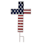 Patriotic Metal Cross Solar Yard Stake, 32"