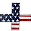 Patriotic Metal Cross Solar Yard Stake, 32"