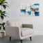White, Blue & Gold Abstract Canvas Wall Art, 36x24