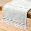 Teal & Turquoise Woven Table Runner with White Fringe, 72x14