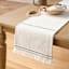 Grey & White Woven Table Runner with White Fringe, 72x14