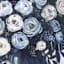 Framed Dark Indigo Floral Canvas Wall Art, 20"