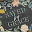 Glass Framed Saved by Grace Framed Print Wall Art, 14x11