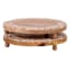 Set of 2 Round Whitewashed Carved Wood Trivet