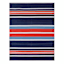 Dark Blue Striped Plastic Outdoor Rug, 5x7