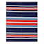 Dark Blue Striped Plastic Outdoor Rug, 6x9