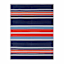 Dark Blue Striped Plastic Outdoor Rug, 6x9