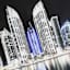 Cityscape at Night Canvas Wall Art, 16x20