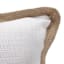 2-Pack White Jute Trim Outdoor Throw Pillow, 18"
