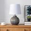 Honeybloom Navy Ceramic Ribbed Small Lamp, 14"