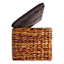 Woven Brown Jute Storage Trunk with Black Lid, Medium