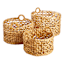 Providence Melia Round Flower Weave Storage Basket with Handles, Medium