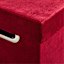 Providence Burgundy Velvet Fabric Storage Basket with Lid, Medium