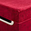 Providence Burgundy Velvet Fabric Storage Basket with Lid, Small