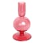Pink Bubble Glass Taper Candle Holder, 6"