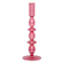 Pink Bubble Glass Taper Candle Holder, 10"