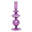 Purple Bubble Glass Taper Candle Holder, 9"