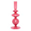 Pink Bubble Glass Taper Candle Holder, 9"