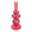 Pink Bubble Glass Taper Candle Holder, 9"