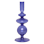 Blue Bubble Glass Taper Candle Holder, 9"