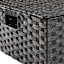 Black Paper Rope Rectangle Storage Basket with Lid, Large