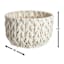 Chunky White Round Fabric Storage Basket, Medium