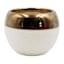 Indoor Cream Ceramic Pot with Bronze Trim, Medium