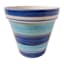 Hand Painted Blue Stripe Spanish Outdoor Planter, Medium