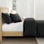 Crosby St. 3-Piece Black Waffle Cotton Duvet Set, King