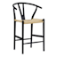 Denise Wishbone Wooden Counter Stool, Black
