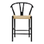 Denise Wishbone Wooden Counter Stool, Black