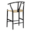 Denise Wishbone Wooden Counter Stool, Black
