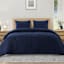 Crosby St. 3-Piece Navy Blue Washed Cotton Waffle Comforter Set, King