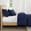 Crosby St. 3-Piece Navy Blue Washed Cotton Waffle Comforter Set, King