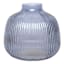 Blue Round Ribbed Glass Vase, 6"