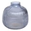 Blue Round Ribbed Glass Vase, 6"