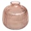 Pink Round Ribbed Glass Vase, 6"