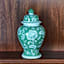 Green Chinoiserie Porcelain Jar, 7x12