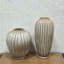 Tan Fluted Ceramic Vase, 10"